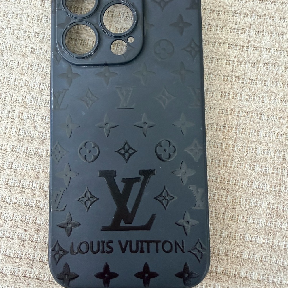 Black Embossed Monogram Silicone I Phone 15 pro Case